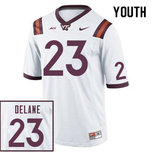 Youth #23 Mansoor Delane Virginia Tech Hokies College Football Jerseys Sale-White - Click Image to Close